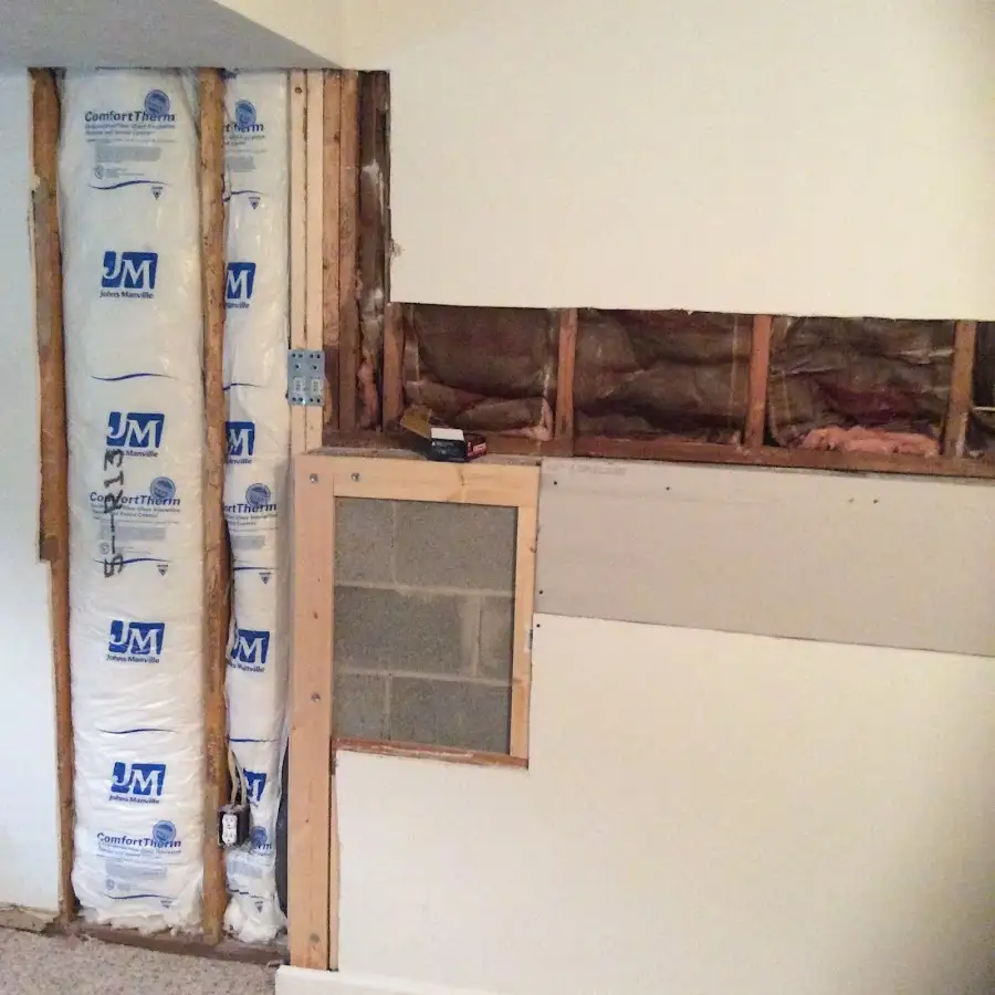 Wall insulation replacement during Basement Flood Cleanup in East Point